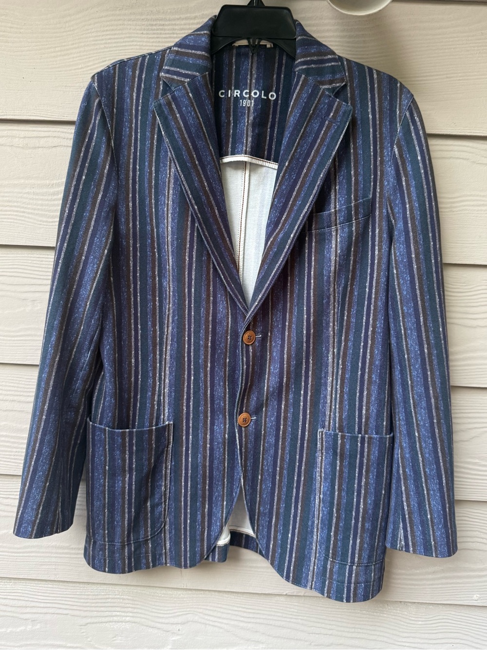 Circolo 1901 Stripe Blue Blazer Cotton Easy Sport Jacket